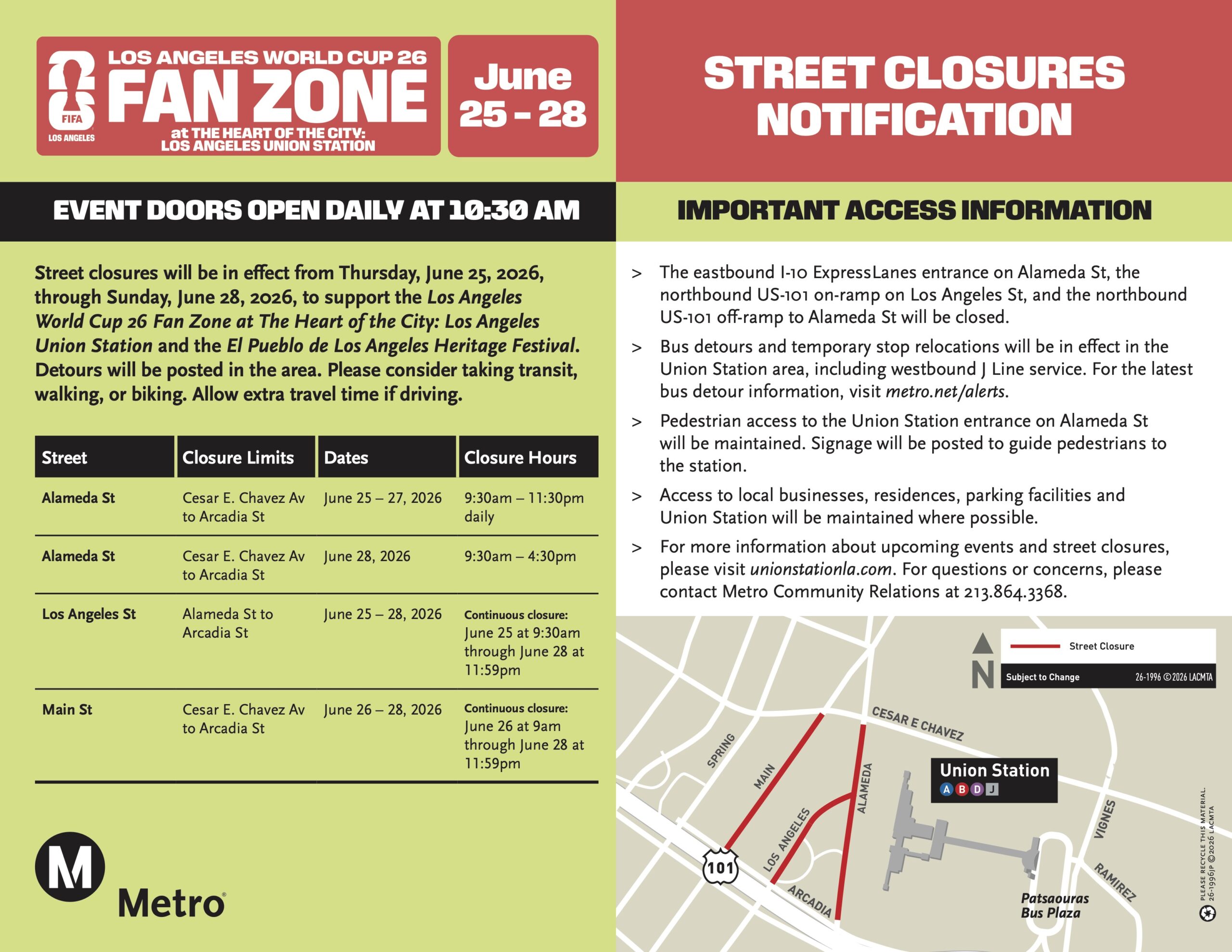 LAUS FanZone StreetClosure Flyer V Jp Union Station Los Angeles